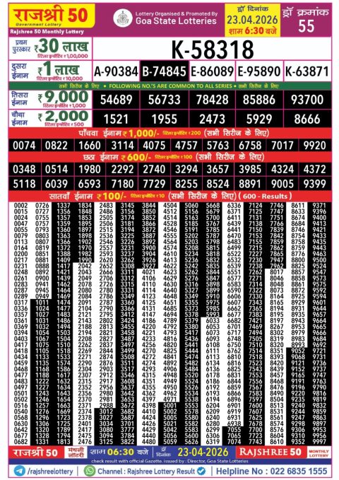 Everest Result Today Dear Lottery Chart