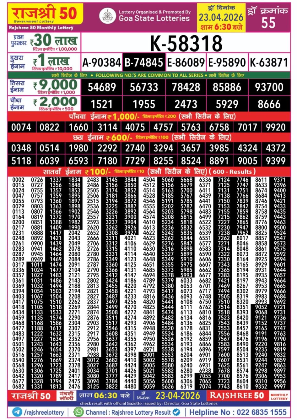 Everest Result Today Dear Lottery Chart