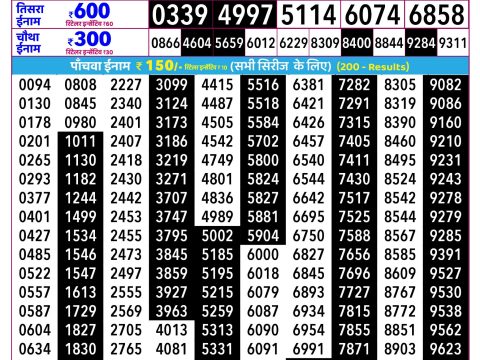 Everest Result Today Dear Lottery Chart