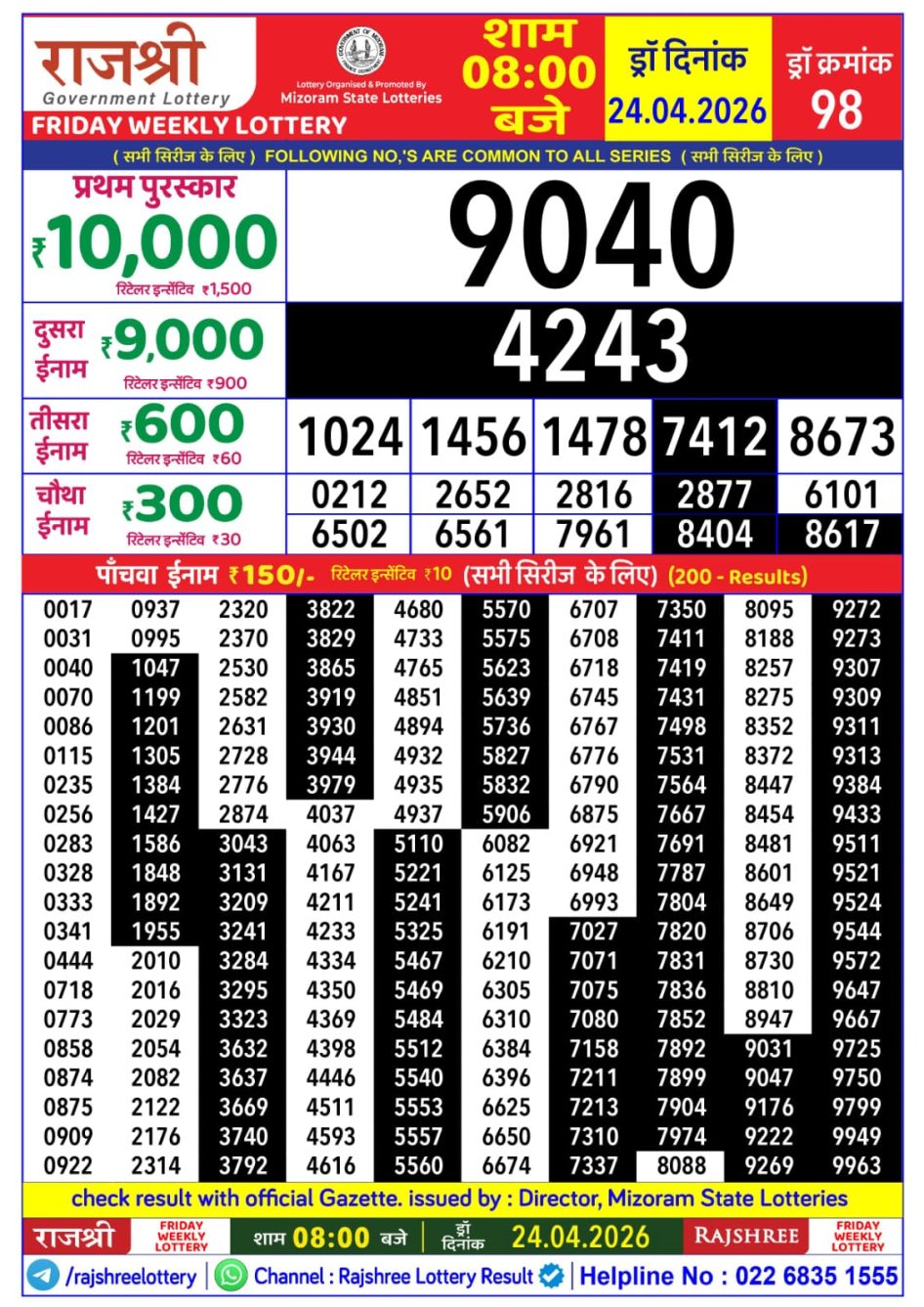 Everest Result Today Dear Lottery Chart