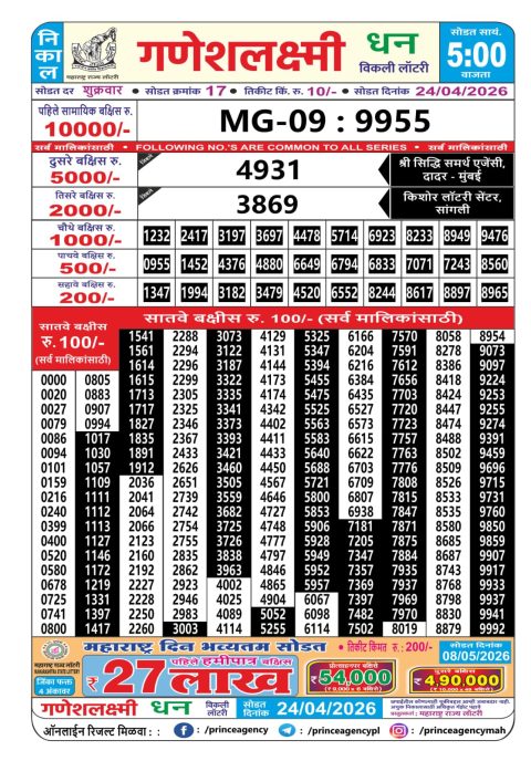 Everest Result Today Dear Lottery Chart