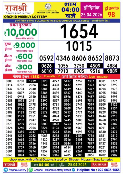 Everest Result Today Dear Lottery Chart