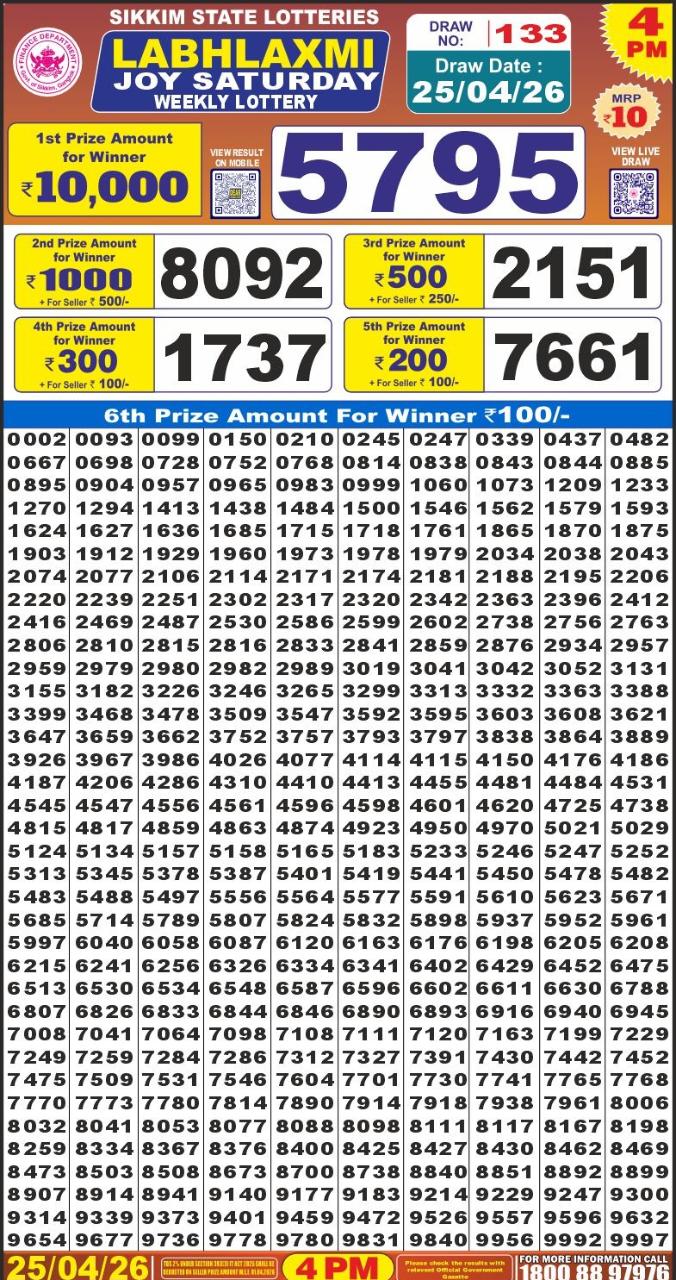 Everest Result Today Dear Lottery Chart
