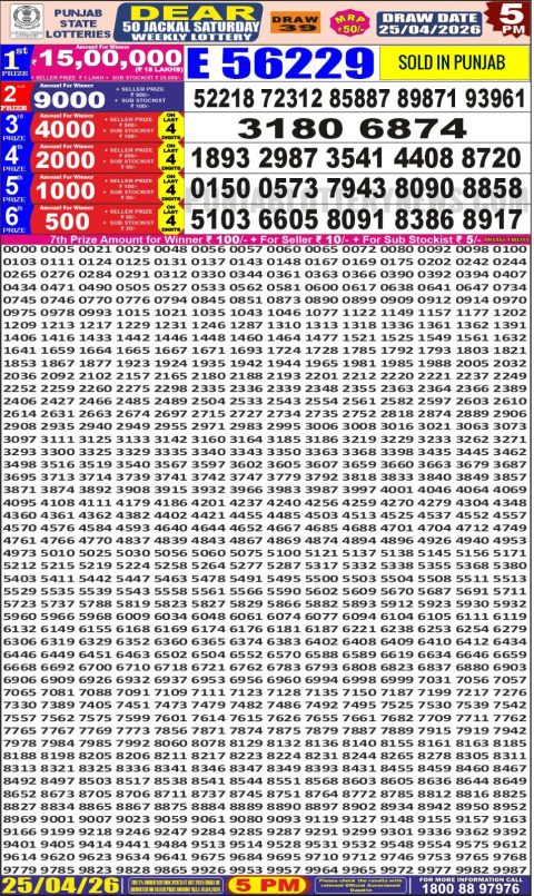 Everest Result Today Dear Lottery Chart