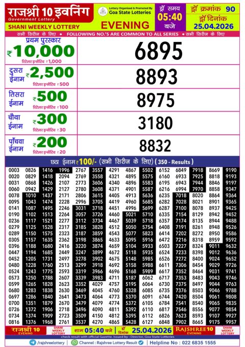 Everest Result Today Dear Lottery Chart