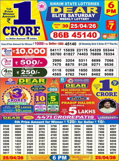 Everest Result Today Dear Lottery Chart