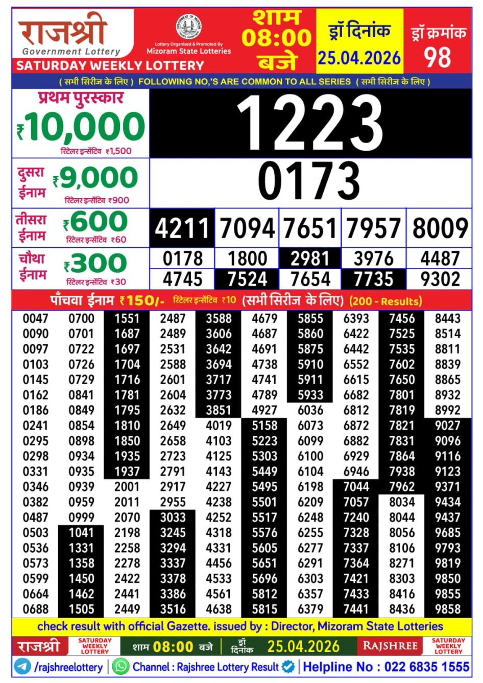 Everest Result Today Dear Lottery Chart