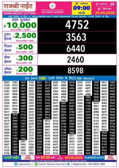 Everest Result Today Dear Lottery Chart