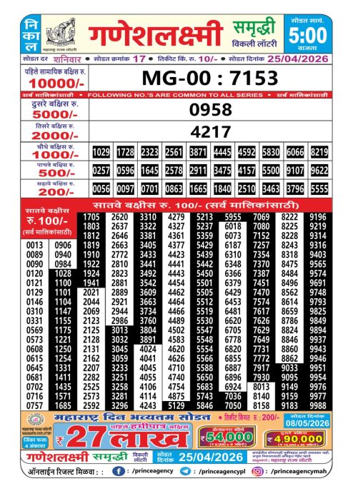Everest Result Today Dear Lottery Chart