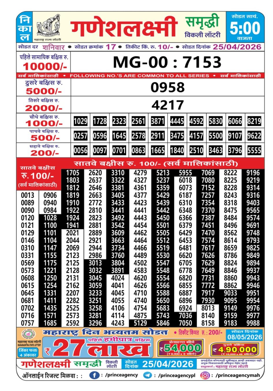 Everest Result Today Dear Lottery Chart