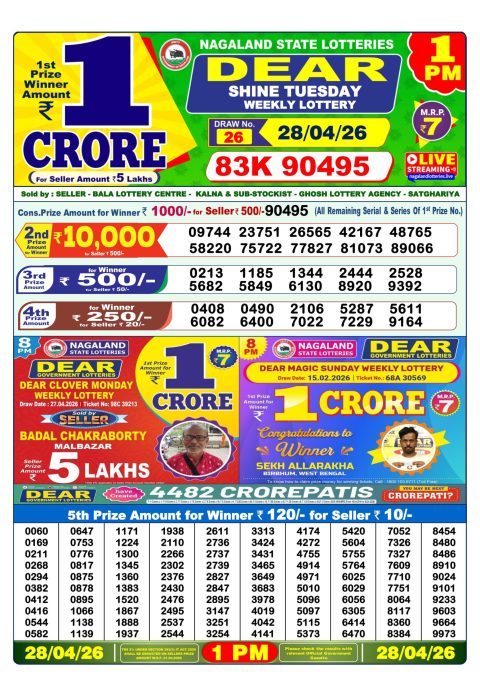 Everest Result Today Dear Lottery Chart