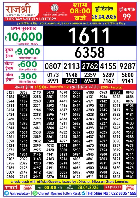Everest Result Today Dear Lottery Chart