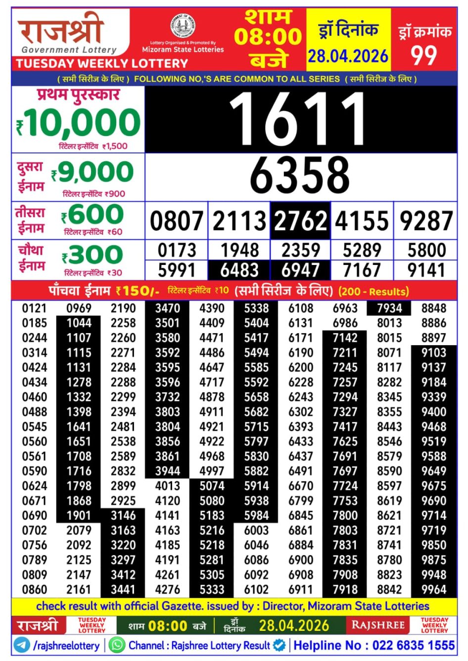 Everest Result Today Dear Lottery Chart
