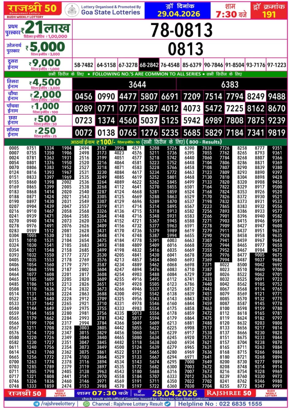Everest Result Today Dear Lottery Chart