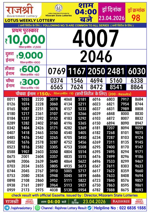 Everest Result Today Dear Lottery Chart