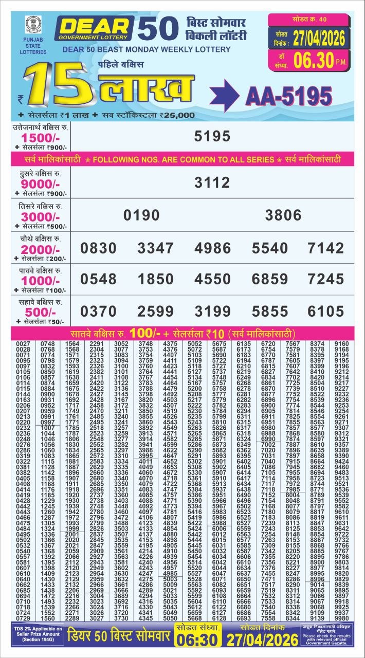 Everest Result Today Dear Lottery Chart