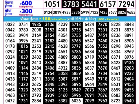 Everest Result Today Dear Lottery Chart