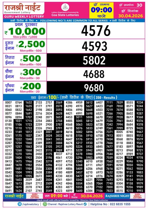 Everest Result Today Dear Lottery Chart