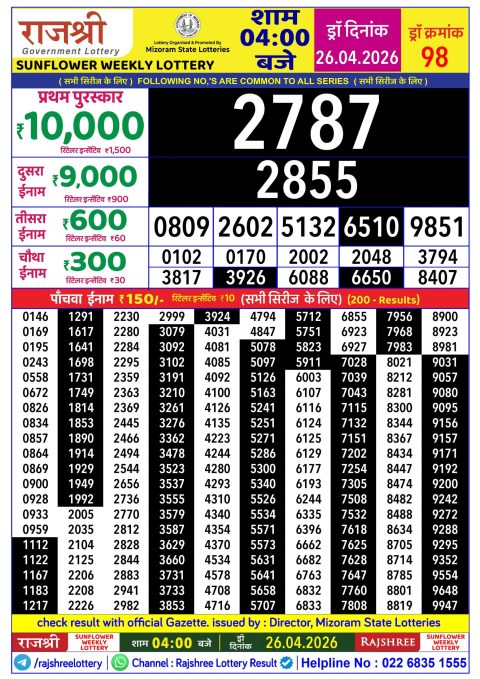 Everest Result Today Dear Lottery Chart