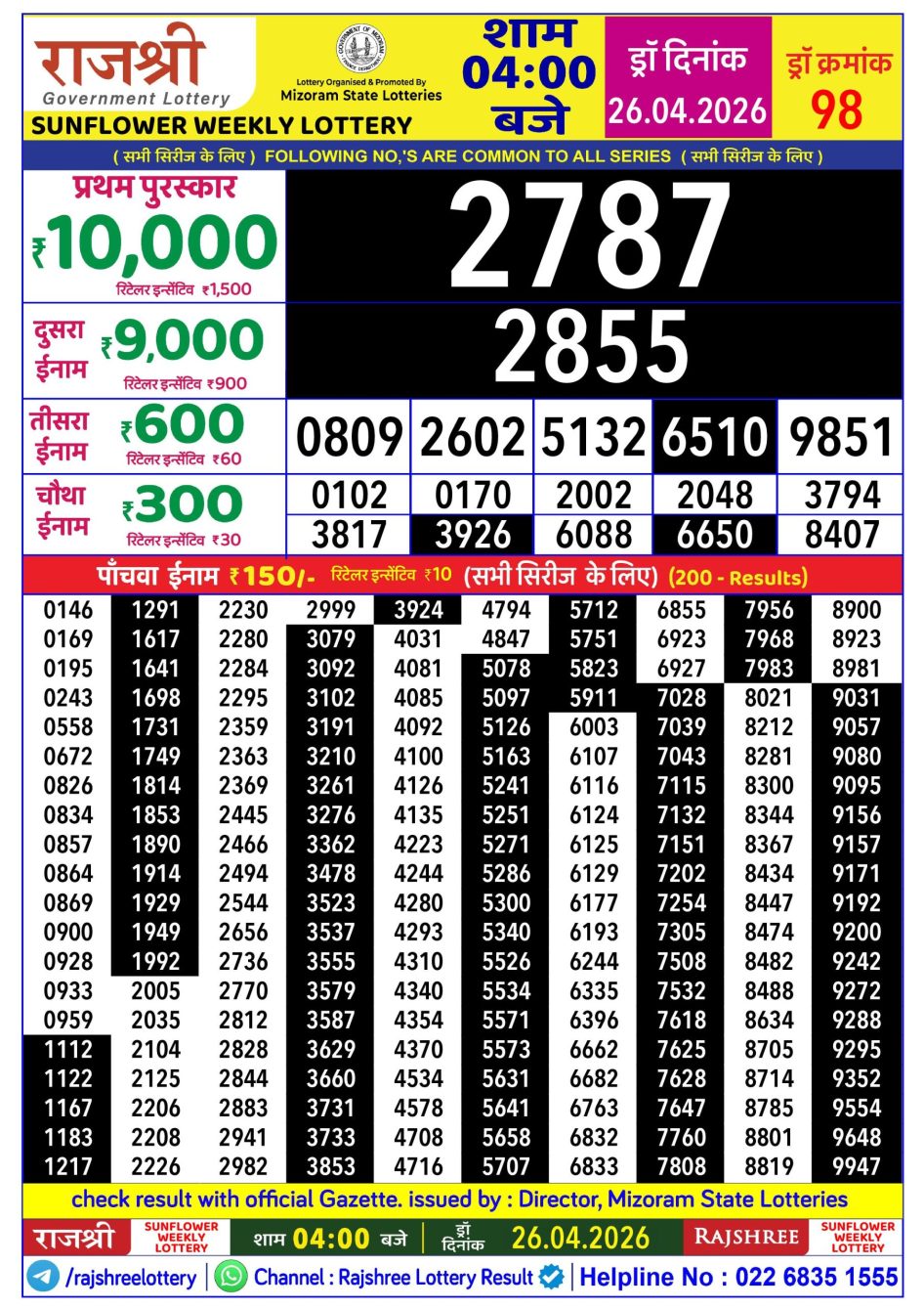 Everest Result Today Dear Lottery Chart