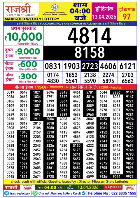 Everest Result Today Dear Lottery Chart
