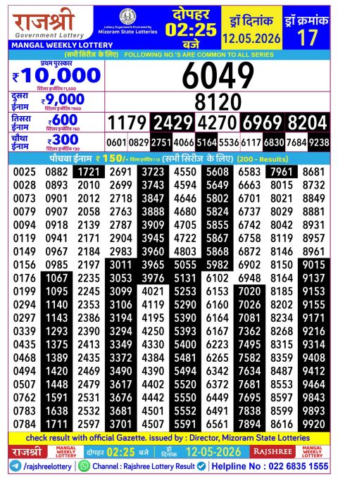 Everest Result Today Dear Lottery Chart