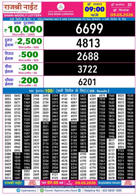 Everest Result Today Dear Lottery Chart