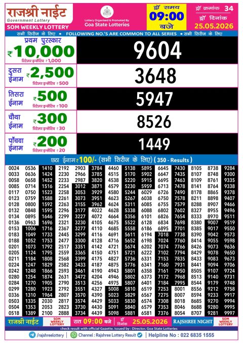 Everest Result Today Dear Lottery Chart