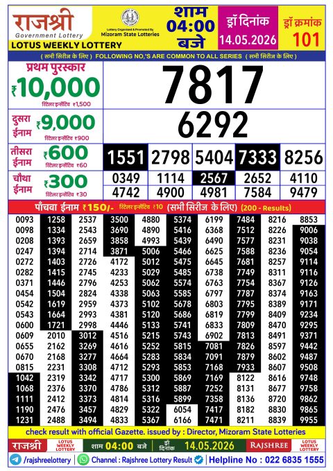Everest Result Today Dear Lottery Chart