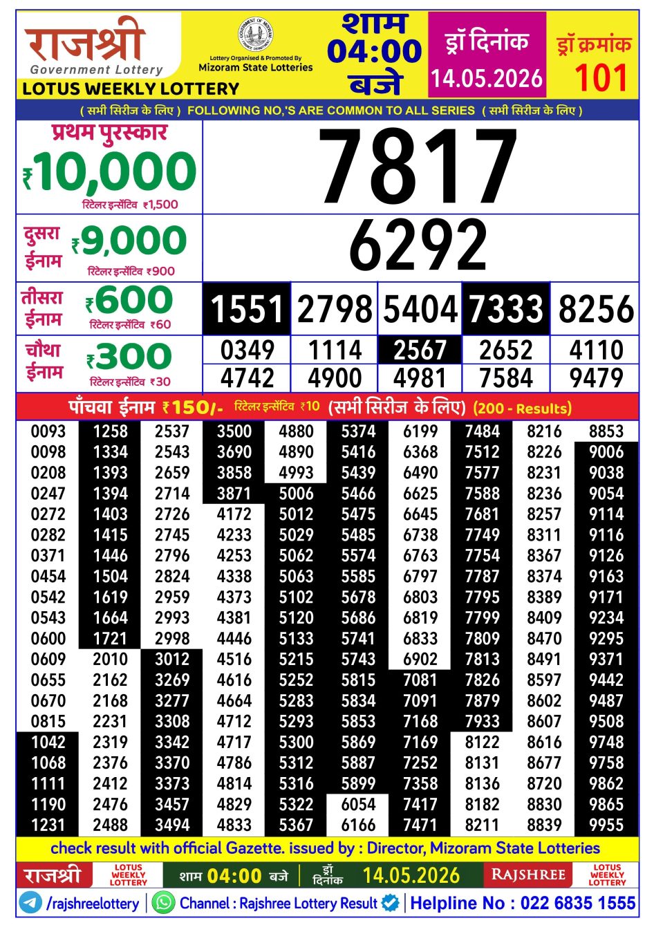 Everest Result Today Dear Lottery Chart