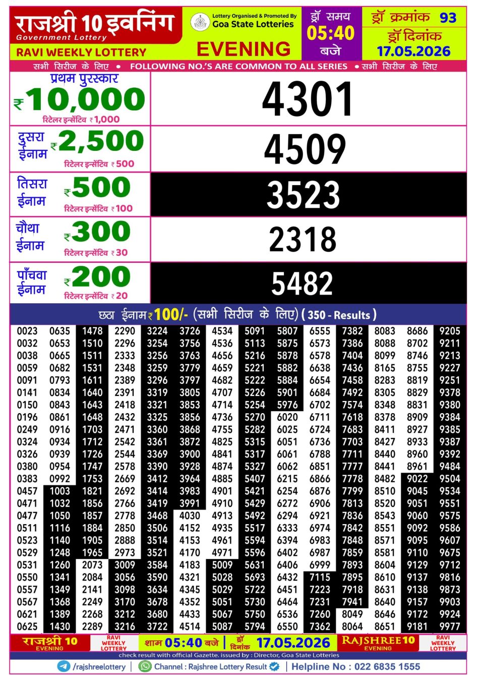 Everest Result Today Dear Lottery Chart