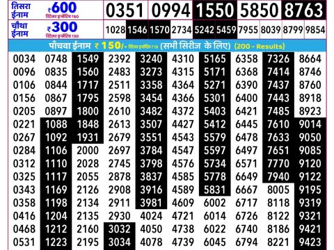 Everest Result Today Dear Lottery Chart