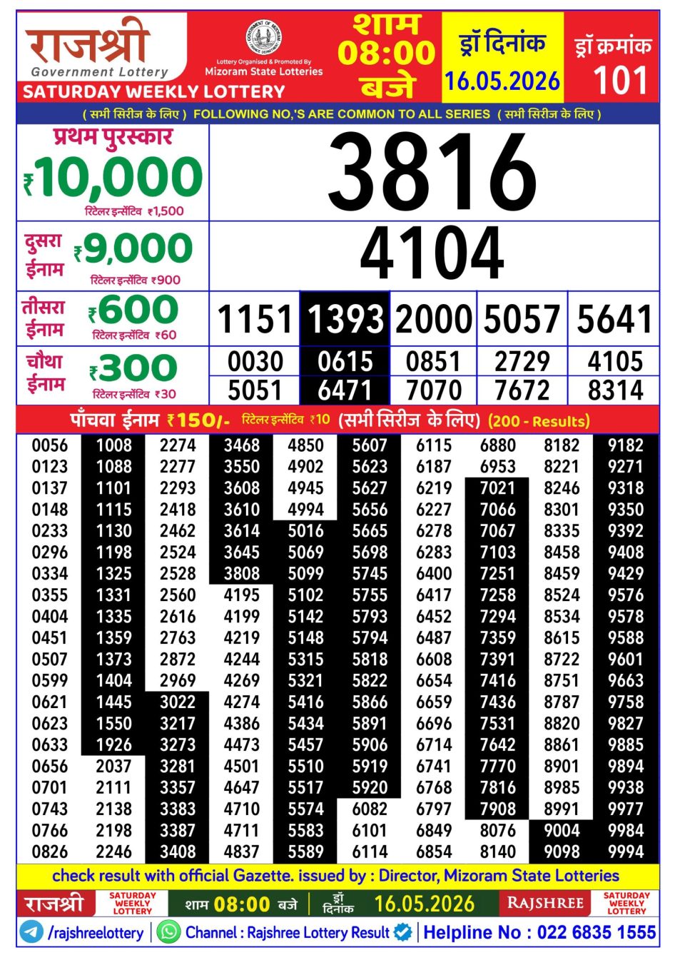 Everest Result Today Dear Lottery Chart