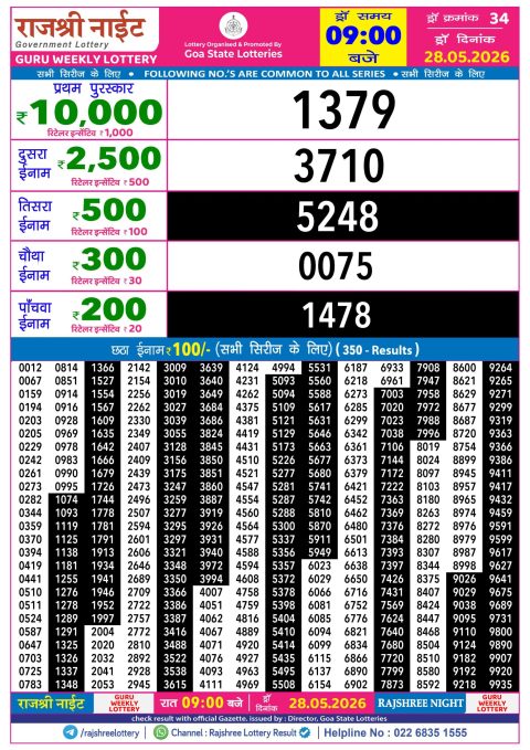 Everest Result Today Dear Lottery Chart
