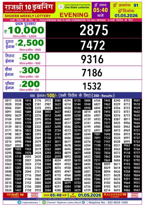 Everest Result Today Dear Lottery Chart