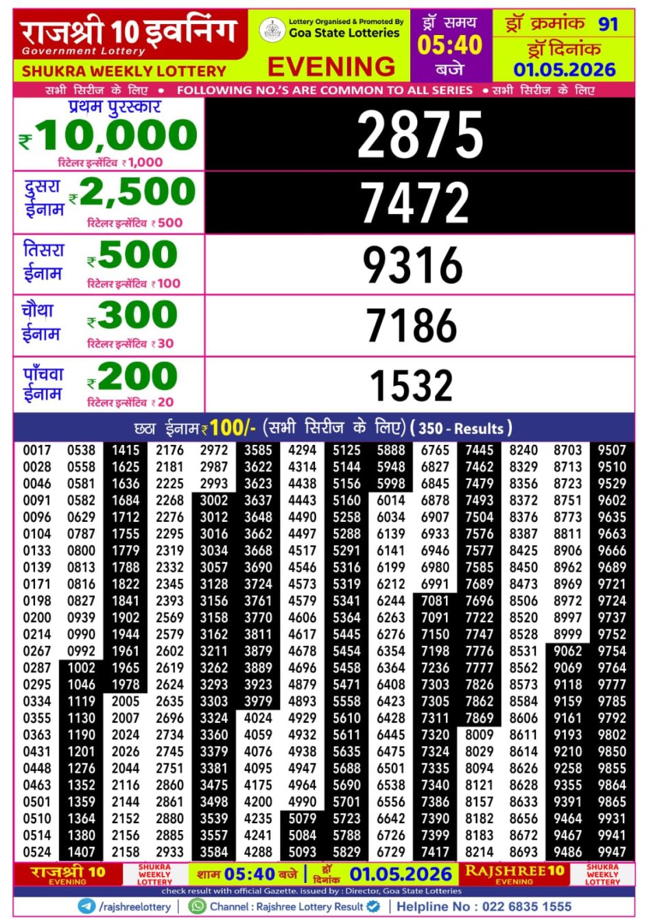 Everest Result Today Dear Lottery Chart