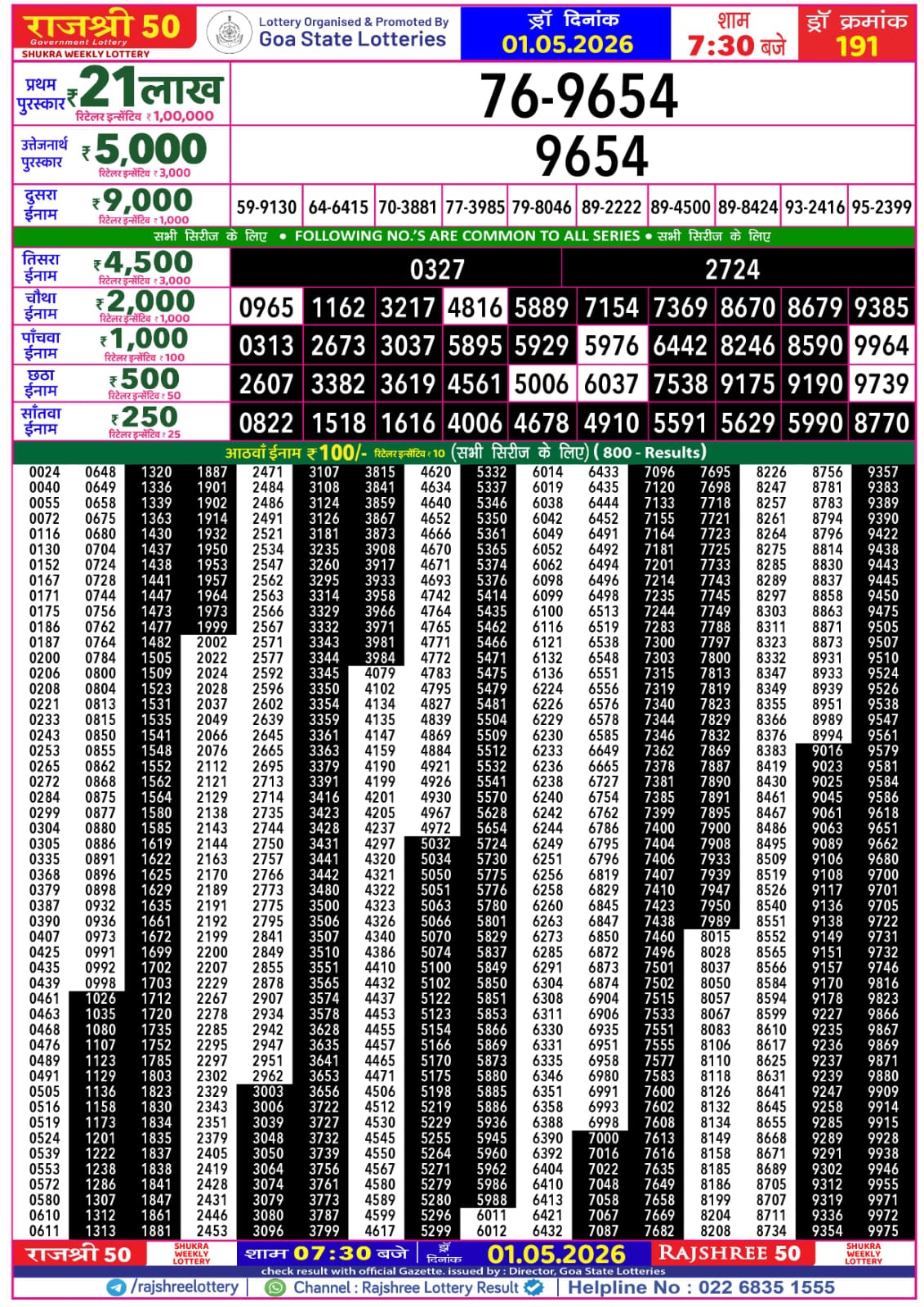 Everest Result Today Dear Lottery Chart