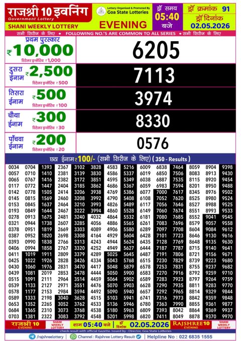 Everest Result Today Dear Lottery Chart