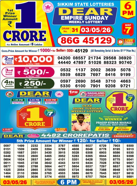 Everest Result Today Dear Lottery Chart