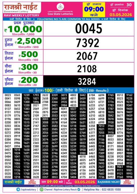 Everest Result Today Dear Lottery Chart