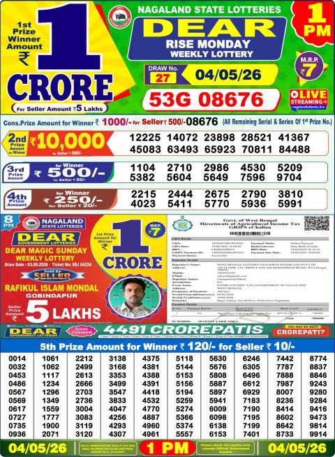 Everest Result Today Dear Lottery Chart
