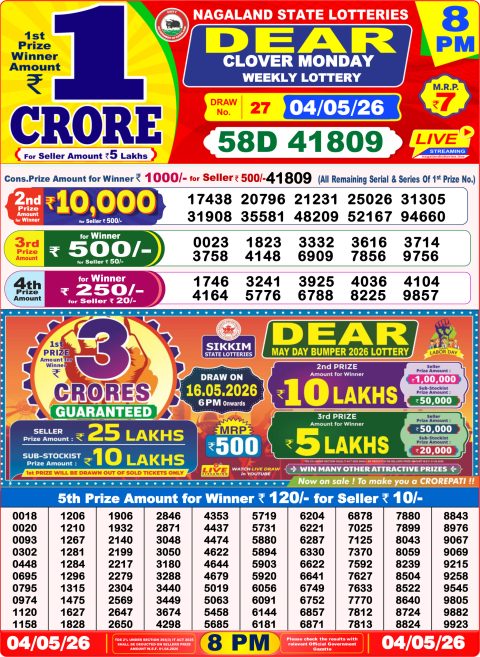 Everest Result Today Dear Lottery Chart
