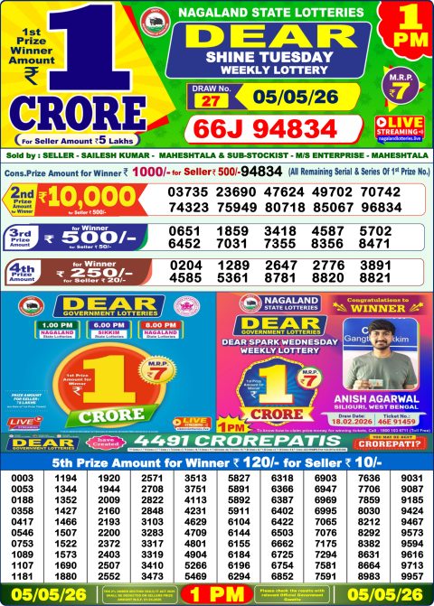 Everest Result Today Dear Lottery Chart