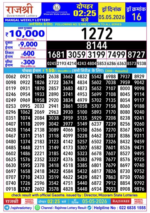 Everest Result Today Dear Lottery Chart