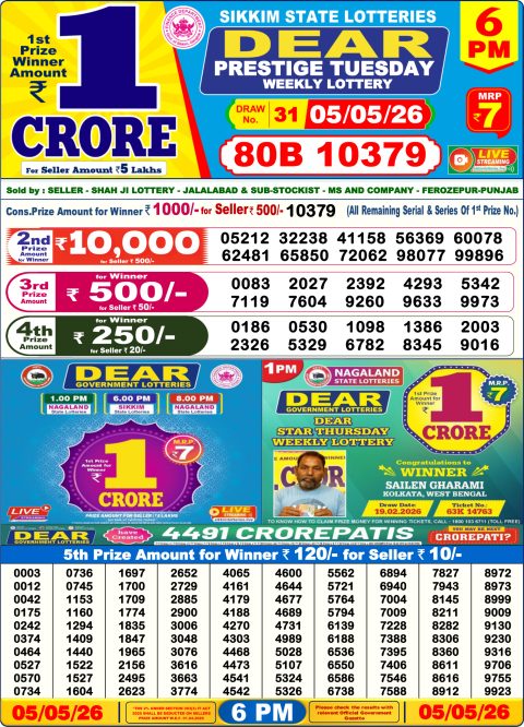 Everest Result Today Dear Lottery Chart