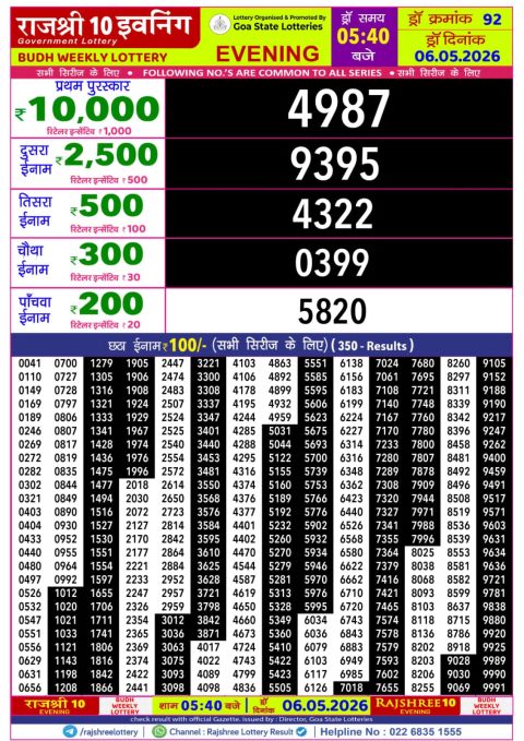 Everest Result Today Dear Lottery Chart