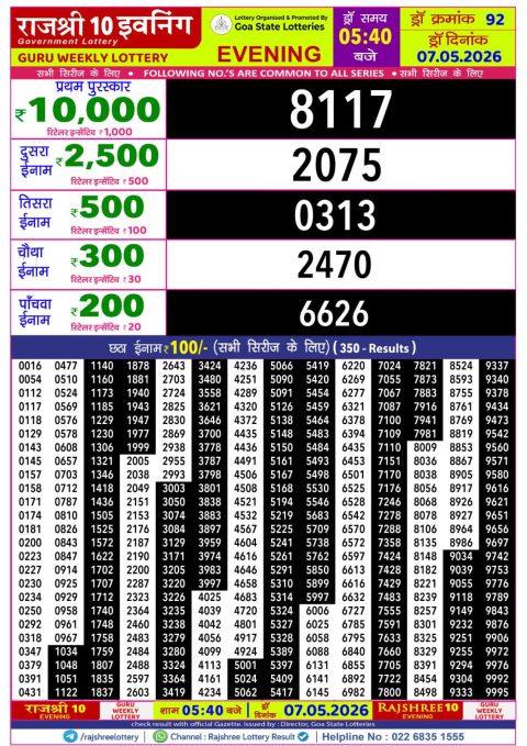 Everest Result Today Dear Lottery Chart