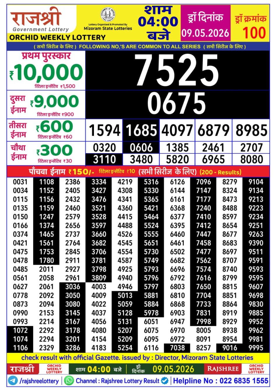 Everest Result Today Dear Lottery Chart