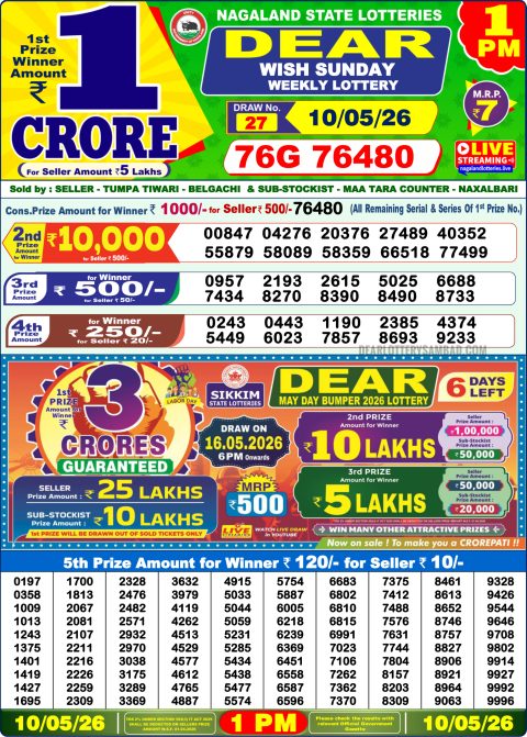 Everest Result Today Dear Lottery Chart
