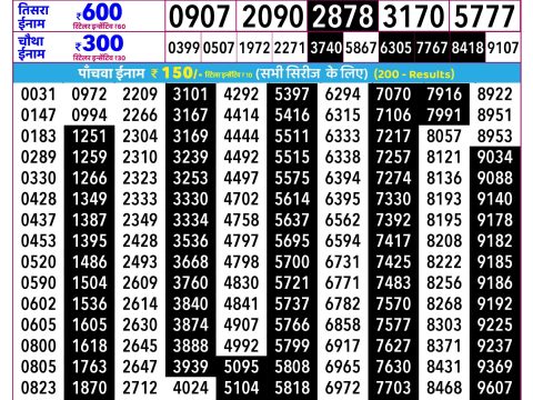 Everest Result Today Dear Lottery Chart